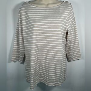 NWT Croft and Barrow women’s tan striped top size medium